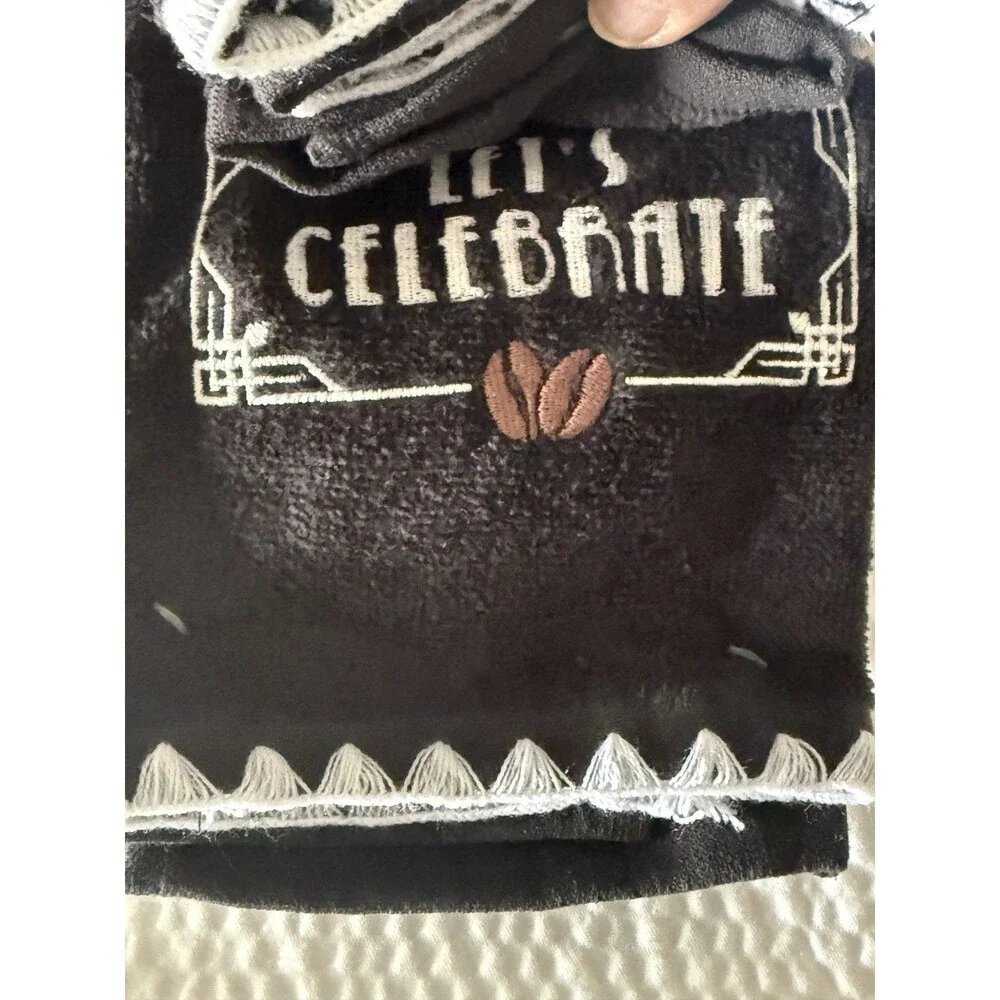 Let's Celebrate Fingertip Towels Hand Towel Set of 3 Black Martini Embroidered